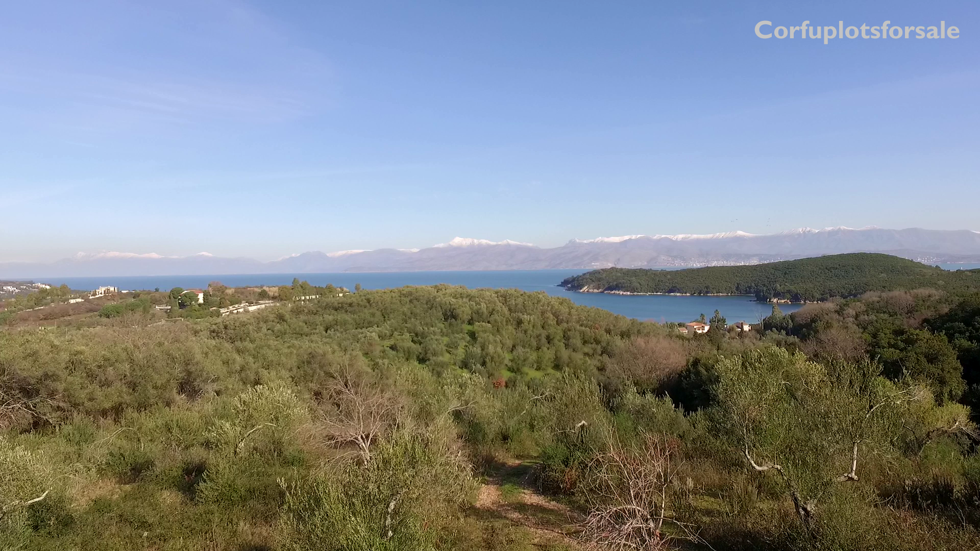 View to Avlaki and Erimitis plot for sale close to the beach